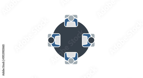 aerial view of people sitting around table.