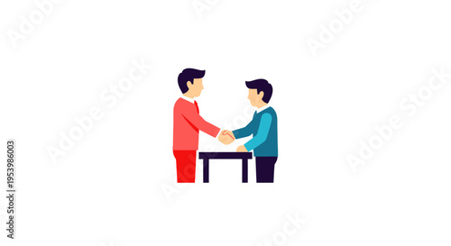 Two businessmen shaking hands in agreement.