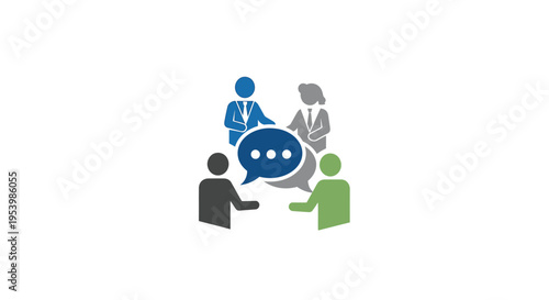 Flat design people talking in a group.