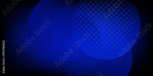 Dark Blue Abstract Background with Circles and Halftone Gradient Design. Modern Trendy design in Vector Illustration eps10