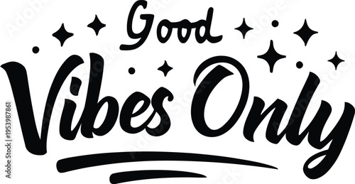 Positive affirmation hand drawn typography with stars and sparkles for a good mood and happy feelings vector