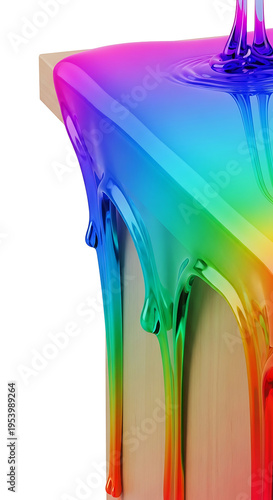 Vibrant rainbow colors pouring over a surface graphic design element