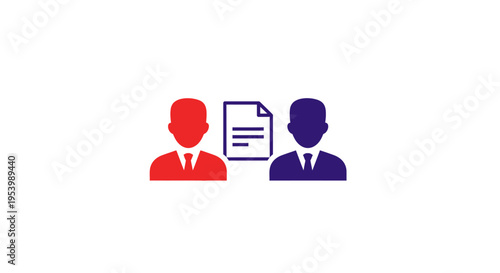 Two businessmen discussing a document.