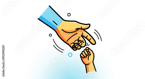 Illustration of a large hand reaching down to a smaller hand.