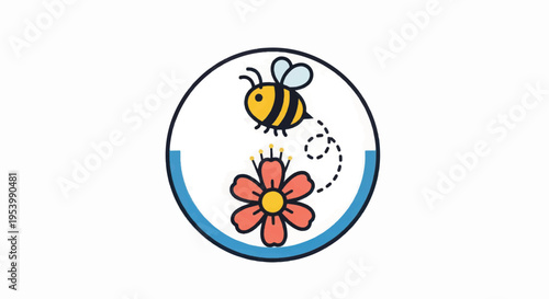 Bee Flying Towards a Pink Flower.