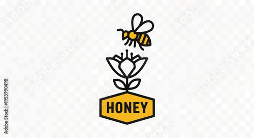 Bee Honey Logo Design Illustration.