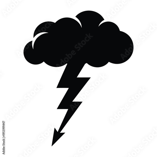 A black cloud with a lightning bolt striking down.