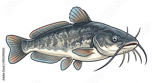 Fresh Catfish Vector Illustration Isolated on White Background