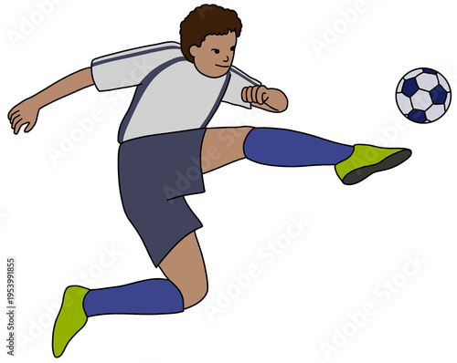 soccer player kicking ball