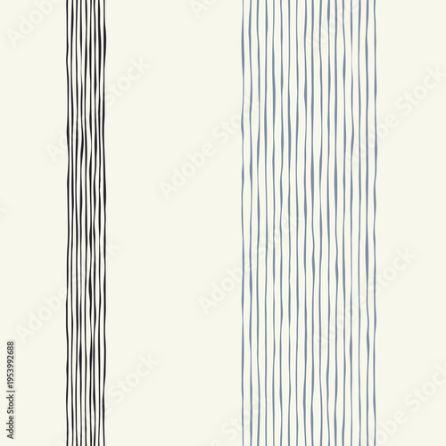 Hand Drawn Vertical Stripes. Seamless Vector BAckground