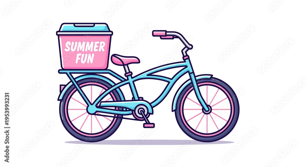 Fototapeta premium Colorful bicycle with Summer Fun basket on back