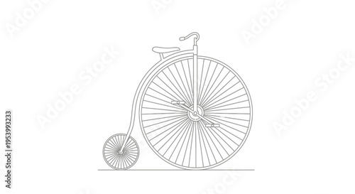 Vintage penny farthing bicycle with large front wheel