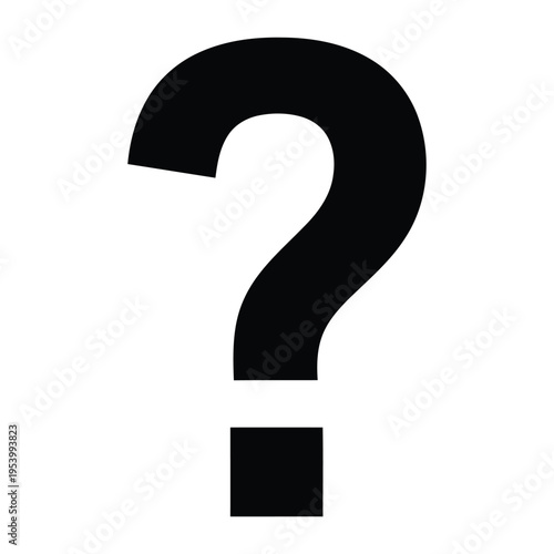A large black question mark symbol on a white background.