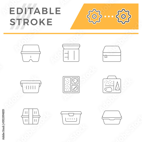 Set line icons of lunch box