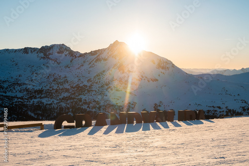 Tableau sur toile Sunset in the Grandvalira mountains