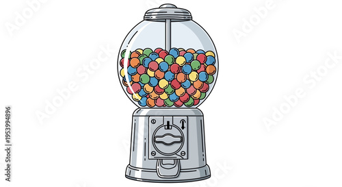 Vintage Gumball Machine Filled with Colorful Candies.