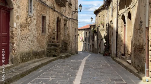 Perdifumo historic village alleys in Cilento Italy, narrow stone streets traditional architecture southern Italy