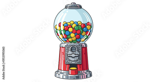 Vintage Gumball Machine Filled With Colorful Candies.