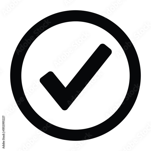 A black checkmark in a circle on a white background.