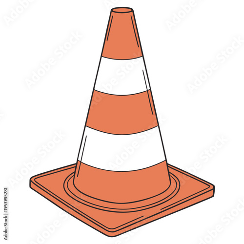 Orange Traffic Cone Illustration Vector


