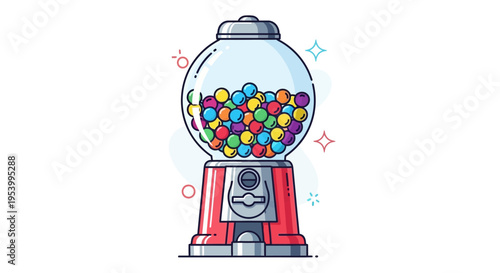 Vintage Gumball Machine Filled with Colorful Candies.