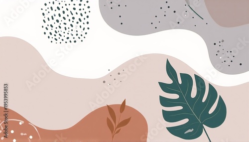 a vibrant painting filled with lush green plants and layered leaves, overlapping in organic patterns against a softly textured background