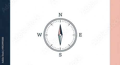 Detailed Compass Illustration with Cardinal Directions and Needle.