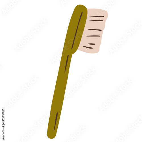 Minimal Bamboo Toothbrush Illustration – Eco Friendly Dental Care Flat Vector