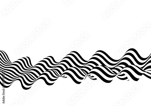Abstract flow of black lines creating a visual effect of a sound wave.
