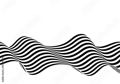 Black and white geometric composition of parallel curved stripes on a clean background. Eps 10