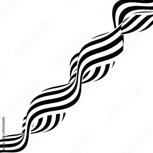 Futuristic linear object moving diagonally on a clean light background.