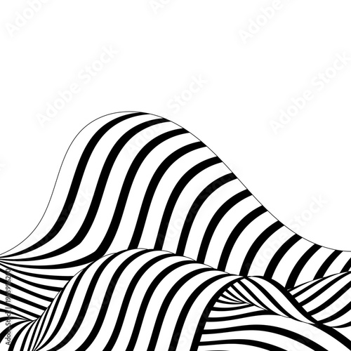 Creative vertical composition where a black and white wave creates visual rhythm and depth. Eps 10