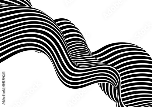 Minimalist vector element: a curved black and white wave for modern digital posters. Eps 10