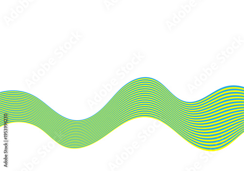 Bright blue and yellow wave simulating the motion of fabric or water flow in the air. Eps 10