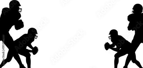 American Football Players in Silhouette Preparing for a Game