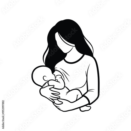 Mother Baby Feeding Illustration Commercial