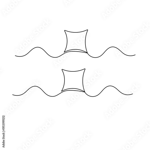 Vector continuous line drawing of a cozy pillow with curly ornaments
