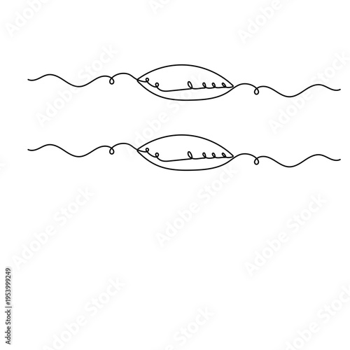 Vector continuous line drawing of a cozy pillow with curly ornaments
