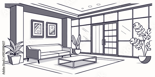 A modern living room with a fireplace, a sofa, and a coffee table.