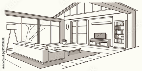 Modern open plan living space with kitchen, dining, and lounge areas