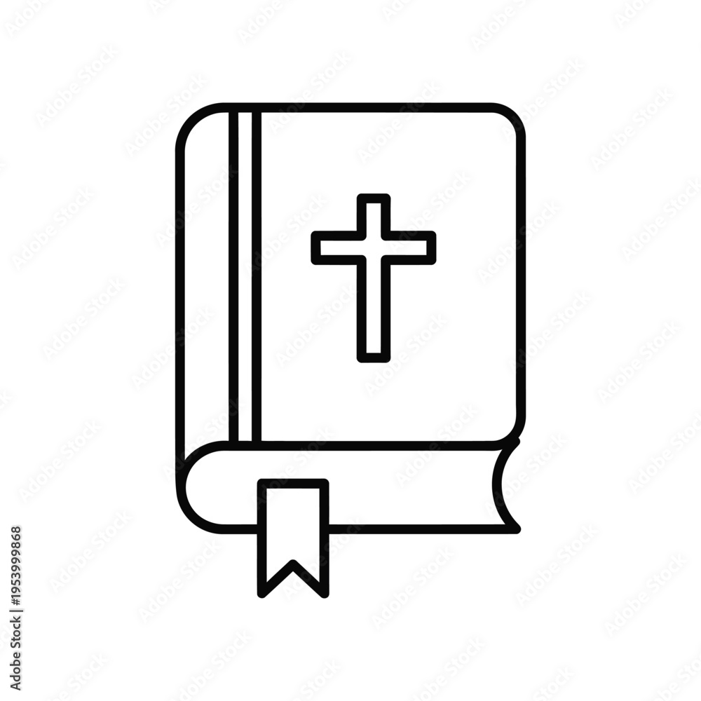 Fototapeta premium Bible Cross Book Commercial Icon