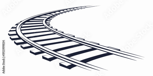 Curved railway tracks disappearing into the distance with a sense of depth and perspective