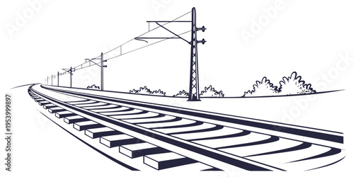 A detailed illustration of a railway track with multiple switches and signals
