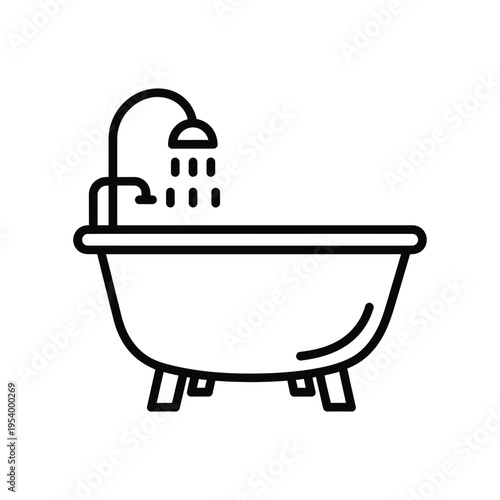 Bathtub Shower Icon Commercial Vector