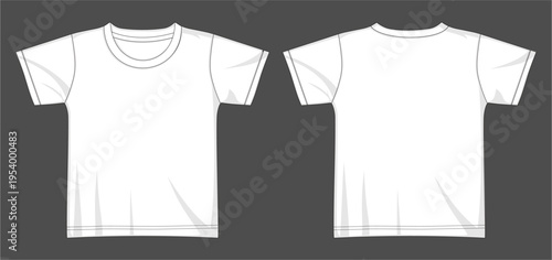Blank Kids T Shirt Mockup Template White  color front back View