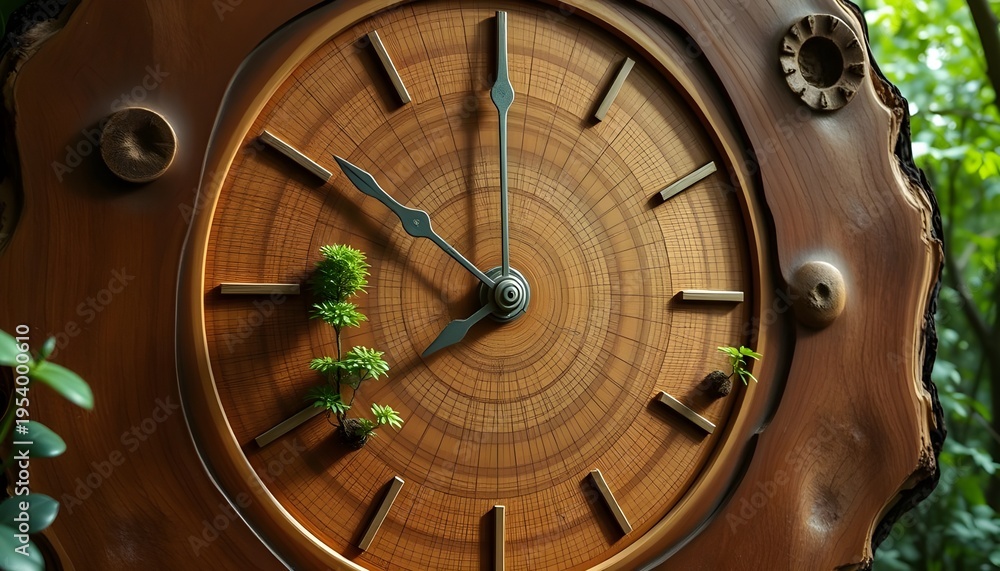 Obraz premium Clock with growing plant on hands environment concept
