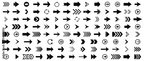 Vector arrows icons, Collection different arrows sign. Mega set of vector arrows, Black arrow icon big sets. Set for web design. Direction pointers vector icons. Modern simple arrows. 
