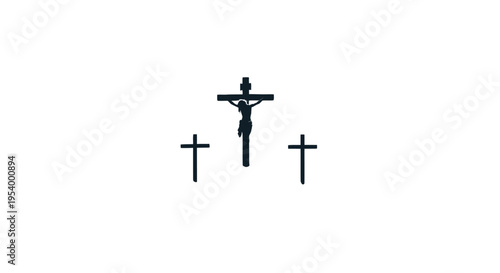 Set of 3 black crucifix icons vector