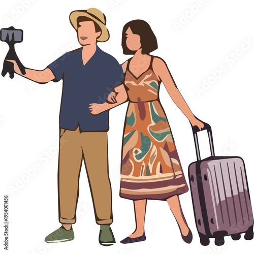 Vlogging Travelers Vector Element