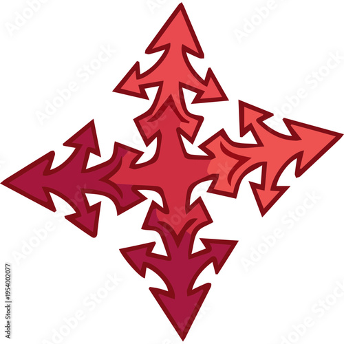 Red Four Way Compass Vector Element